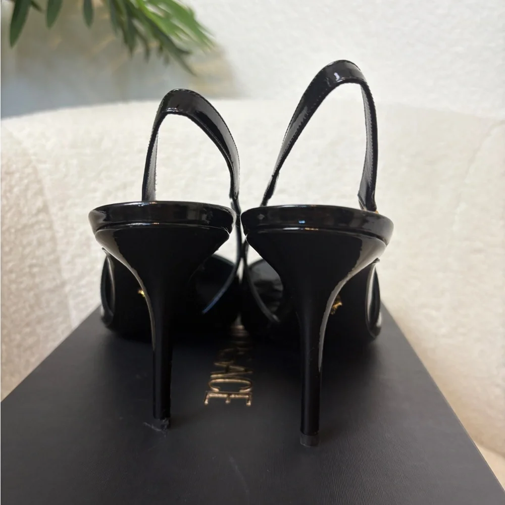Sold-Versace Black Slingback Heels with Medusa 85mm 38 - Picture 6 of 7